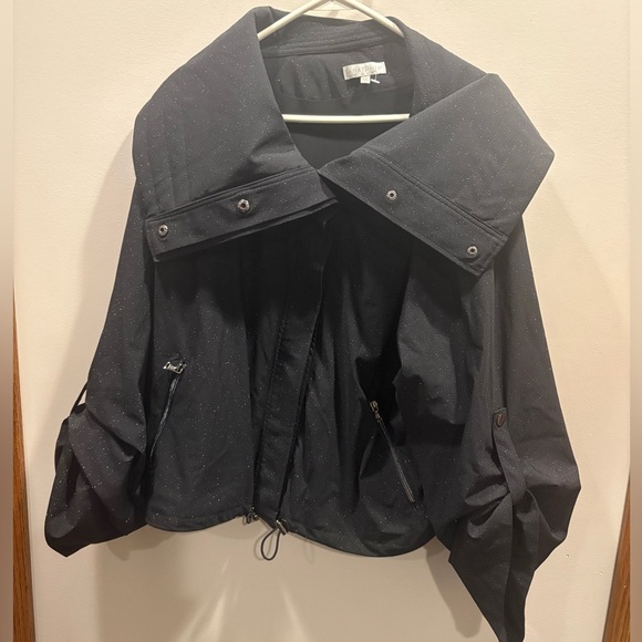 Anatomie Women's Black Glitter Jacket W/Oversized Shawl Collar Size XL